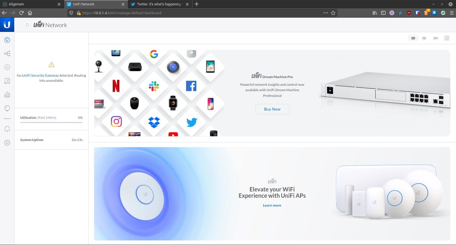 Unifi dashboard full of ads
